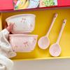 Set de 2 boluri ceramice cu 2 linguri Bol Drăguț Cadou Boluri ceramice Cadouri de ziua de naștere Desert Utilizare zilnică