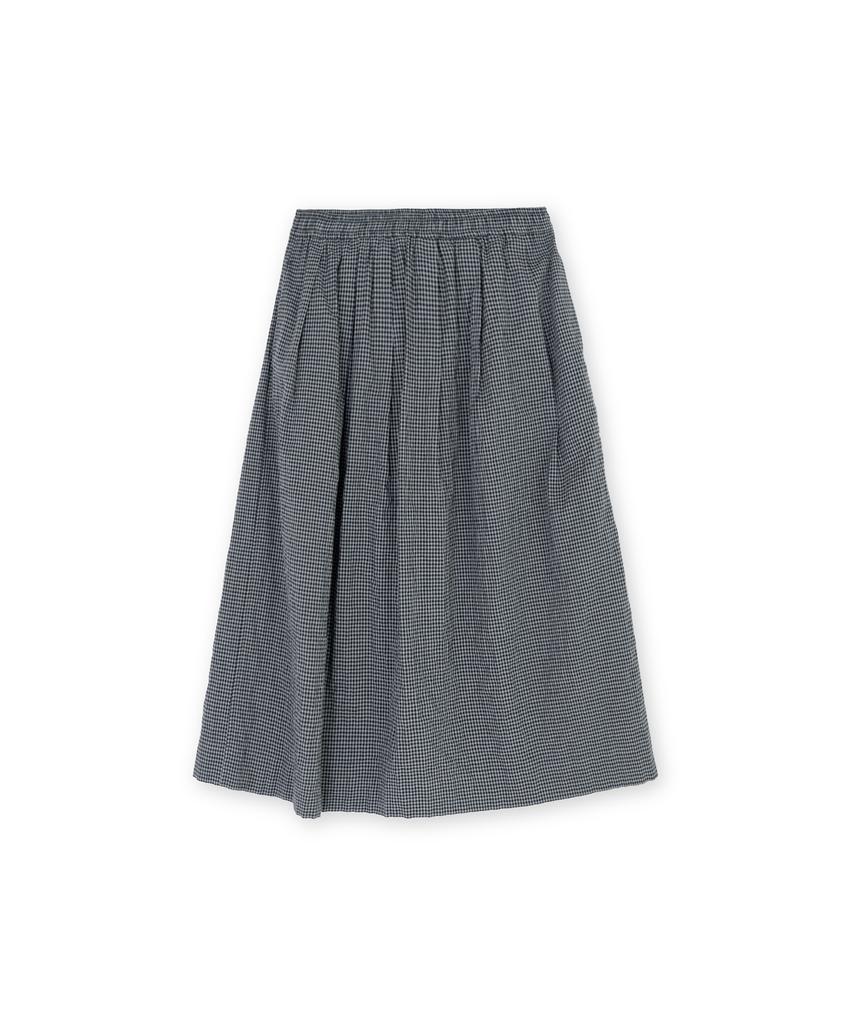 Beulaunyadeu W Shirred Midi Skirt, Gray Check