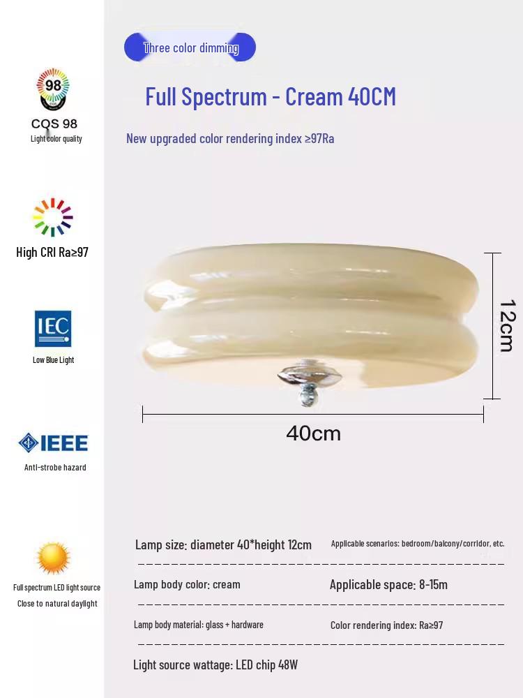 Vintage Bauhaus French Cream Glass Ceiling Lamp for Bedroom or Balcony