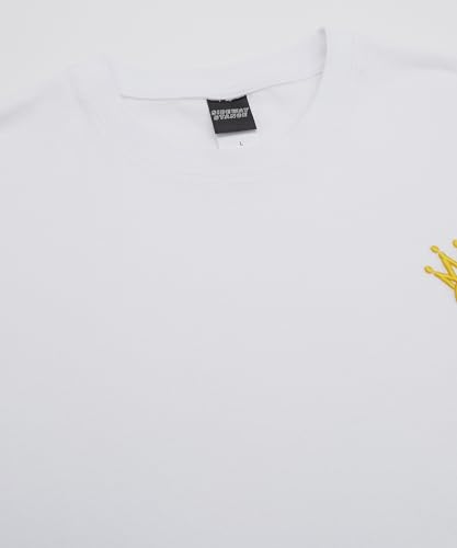 IMPROMES Casual SIDEWAYSTANCE Men's Black Short Sleeve T-Shirt with Thick Embroidered Crown S Logo