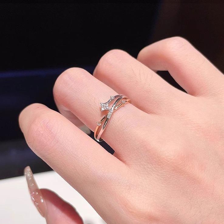 Women's Light Luxury Adjustable Star Ring - Japan & Korea Style, Trendy Autumn/Winter Four-Pointed Star Design