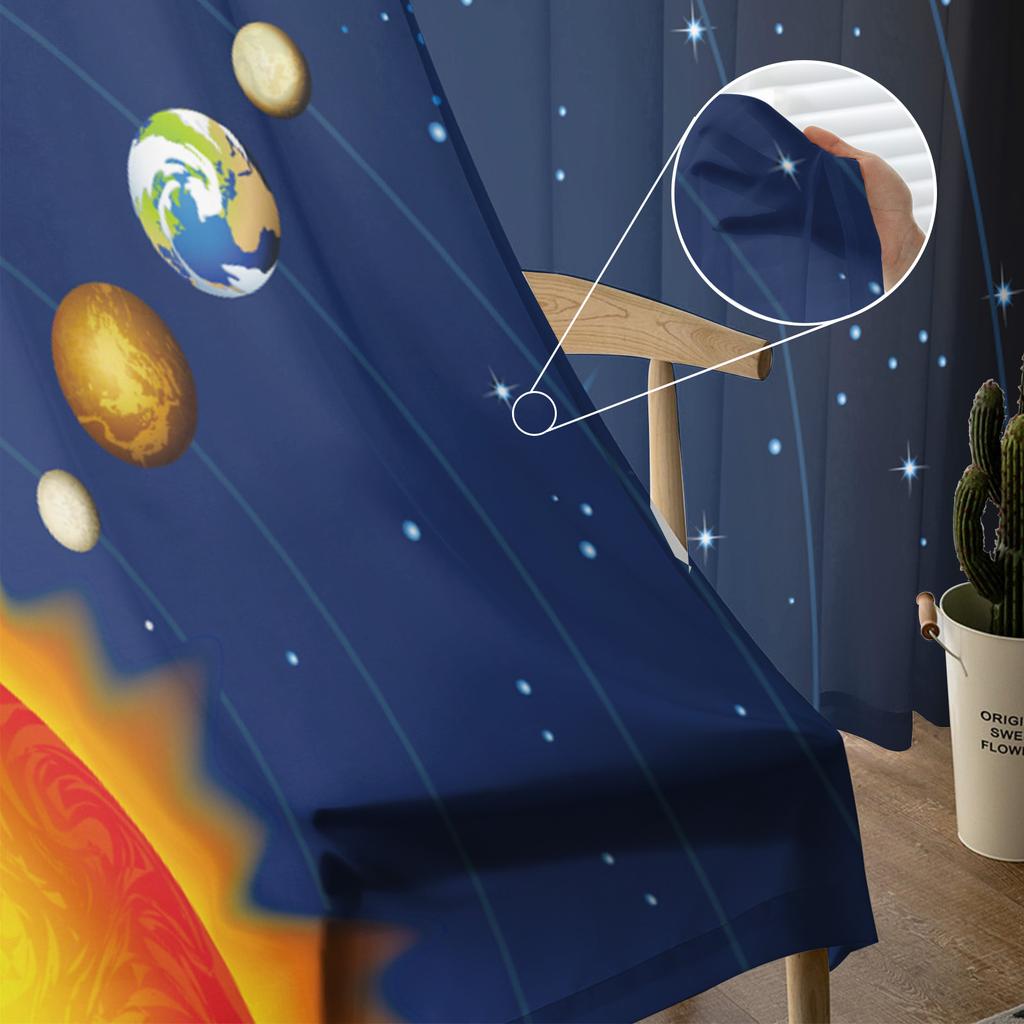 Galaxy Planet Moderne Vorhänge für Wohnzimmer Transparente Tüllvorhänge Fenster Sheer für das Schlafzimmer Zubehör Dekor