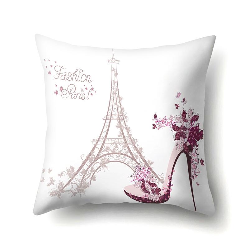 Polyester Pillow Cover Home Printed Pillow Cover Retro Tower European Building Cushion Cover Car Cushion Cover