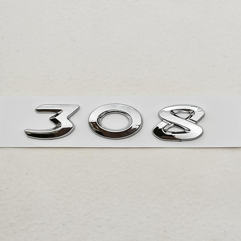 New 3D ABS Chrome Black Logo 308 Emblem Letters Sticker Car Rear Trunk Badge For Peugeot 308 SW GT Line GTI T9 T7 P5 Accessories