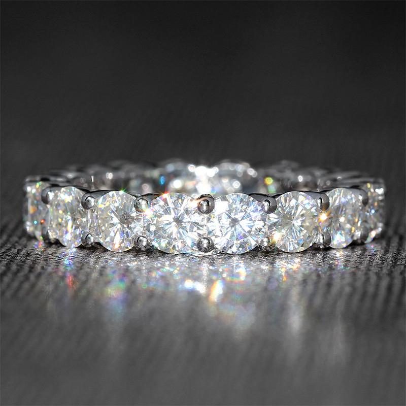Eternity 925 Sterling Silver Engagement Wedding Band Rings Sets for Women Bridal Princess Cut Diamond Promise Party Jewelry Gift