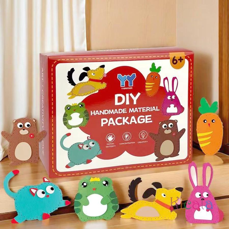 DIY Tier Filz Nähset für Mädchen 6 Stück Feinmotorik Nähen lernen Stofftier Puppenanhänger Geburtstags- Weihnachtsgeschenk