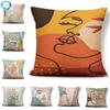 Geometric Lines Abstract Face Decorative Pillowcase Home Living Room Decor Linen Cushion Cover Square Pillow Cover 45X45Cm