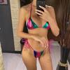 Splicing Halter High Leg Cut Strappy Two-Pieces Bikini Set Bikini Female Swimsuit Bathing Suit Women Swimwear Bather Swim