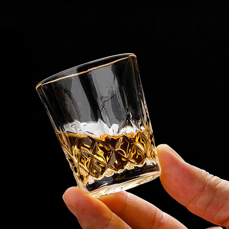 2pcs Set 50ml Diamond Crystal Glass Luxury Baijiu Cup Set Red Wine Foreign Wine Spirits Cups Household Transparent Liquor Goblet