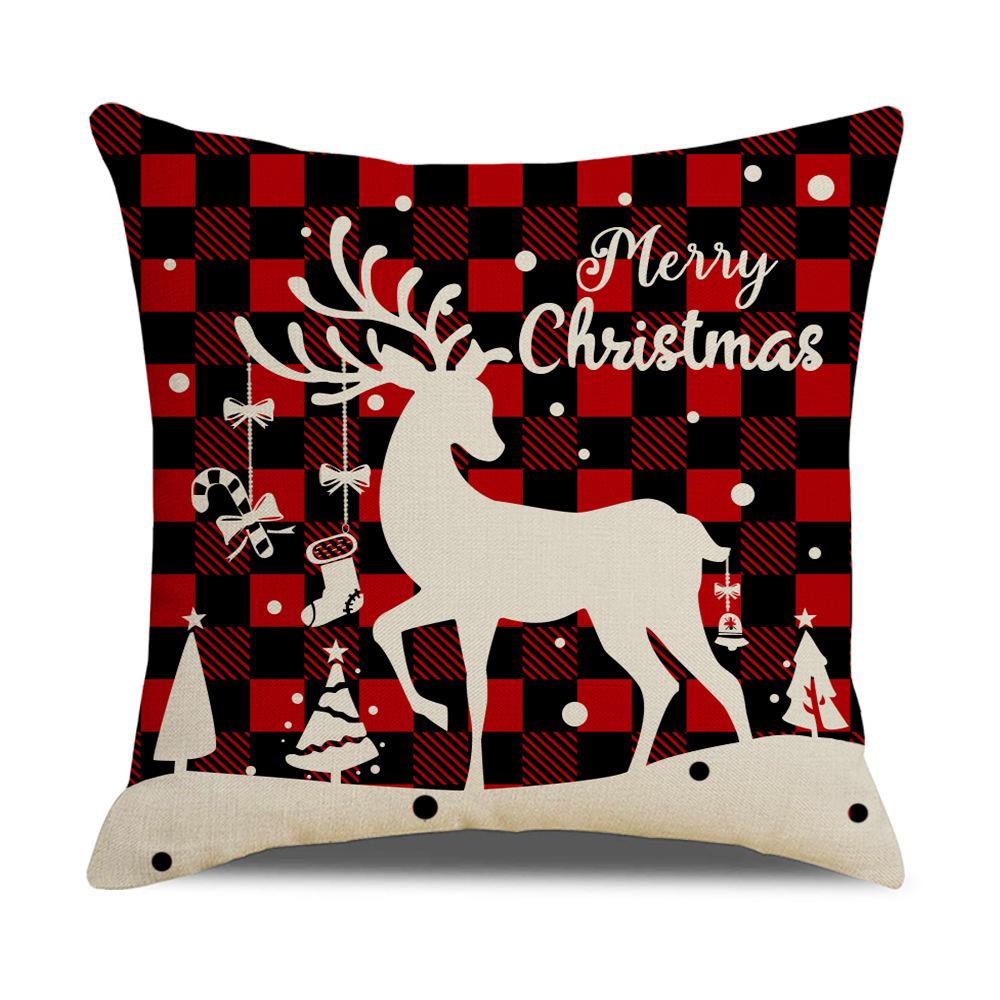 

Christmas Elk Pillow Case Nordic Linen Christmas Tree Sofa Living Room Pillow Case Cushion 45 * 45Cm (without pillow core)