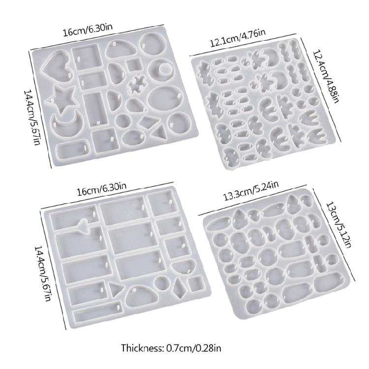 4 Pcs Multiple Styles Earring Combination Keychain Silicone Mold Epoxy DIY Craft
