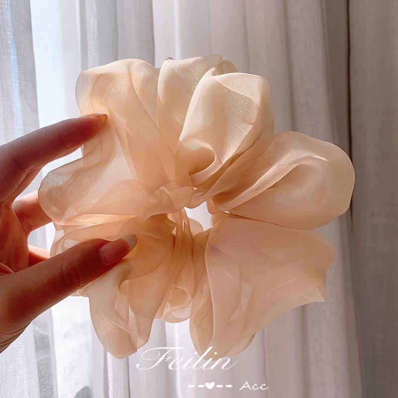 Organza Hair Tie for Women - Korean Style Rubber Band with Leather Case