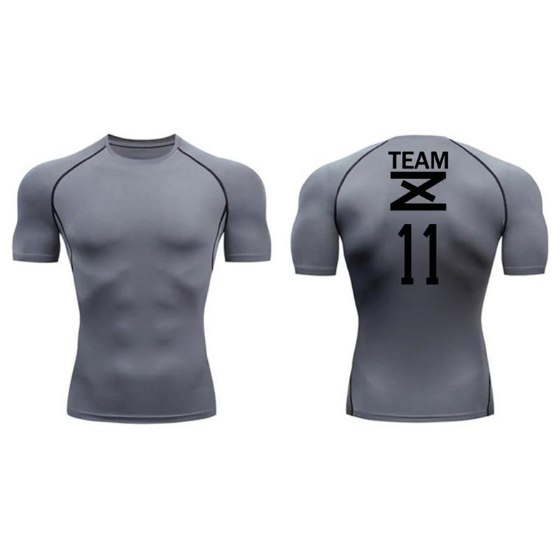 Graphic Print Short Sleeve Compression Shirt for Men Summer Athletic Quick Dry T-shirts Tops Gym Workout Running Training Tees