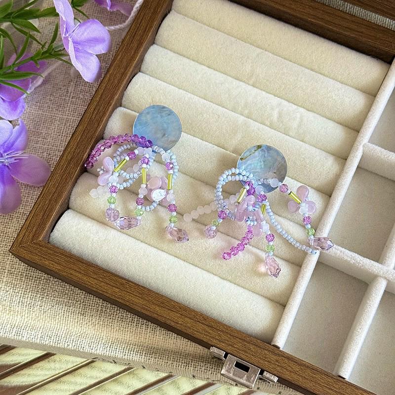 Silberne Nadel Strass Blume Quaste Brautohrringe, Vielseitige Ohrstecker für Damenmode.