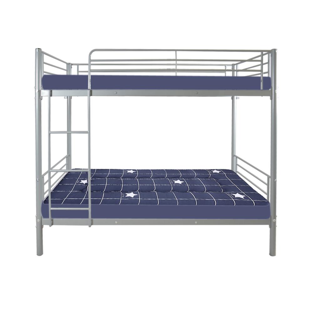 Iron Bed Bunk Bed With Ladder For Kids Twin Size Gray Children's Furniture