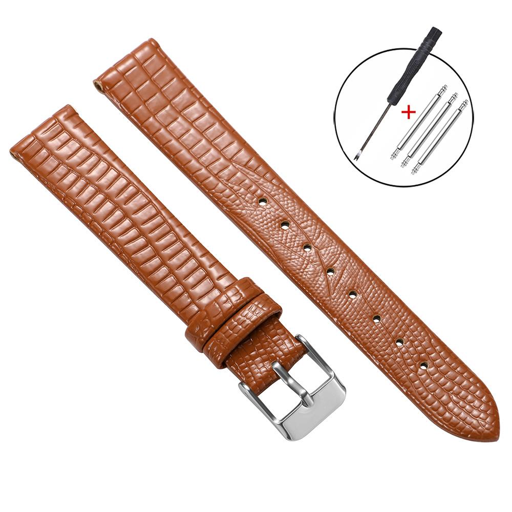 Silm Leather Watch Strap Universal 8/10/12/14/16mm Straps Soft Glossy Leather Bands Women Ultra-thin Wrist Belt with Pin Buckle