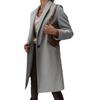 Womens Classic Wool Blend Trench Coat Long Sleeve Single Button Notched Collar Mid-Length Outerwear Winter