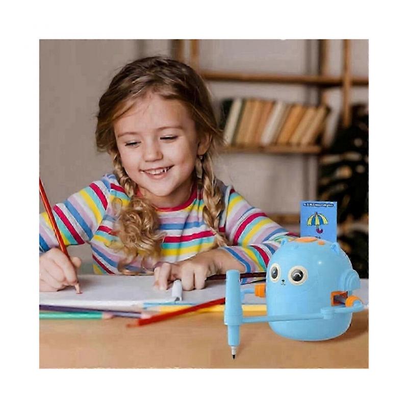 Interactive Educational Drawing Robot, 100 Drawing Cards,Intelligent Drawing Robot, Early Educational Drawing Robot Blue