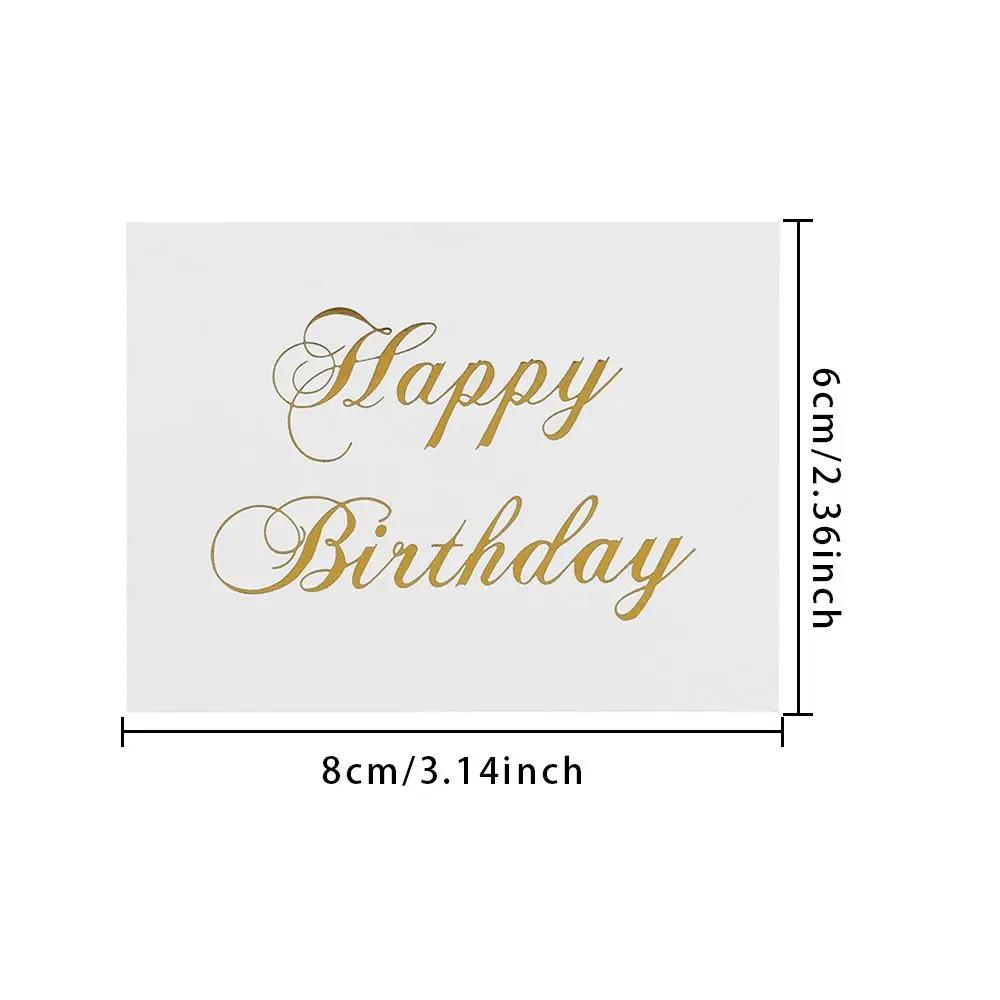 50PCS DIY Happy Birthday Wedding Party Gold Stamping Thank You White Greeting Card Handwriting Message Cards