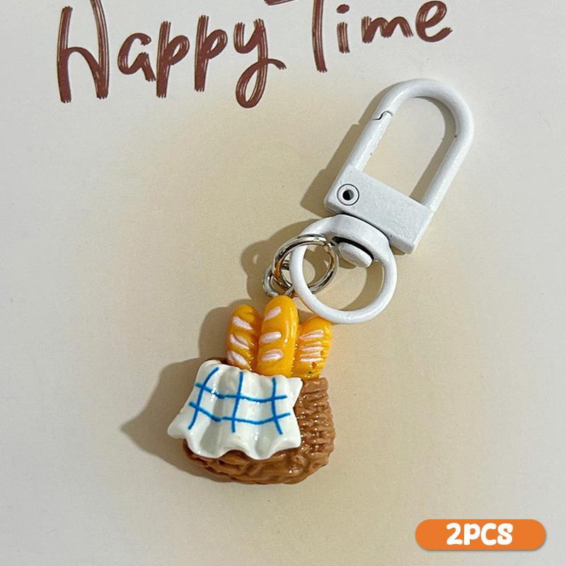 

2/6/8 шт. забавный брелок для ключей в виде еды, автомобильные брелки, креативный кулон в виде хлеба и еды, изысканный рюкзак, украшения, аксессуары, подарок
