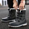 Mode Herren Winterstiefel Warme Fell High-Top Schneestiefel Herren Wasserdichte Leder Plateau Stiefel Outdoor Rutschfeste Herren Winterschuhe