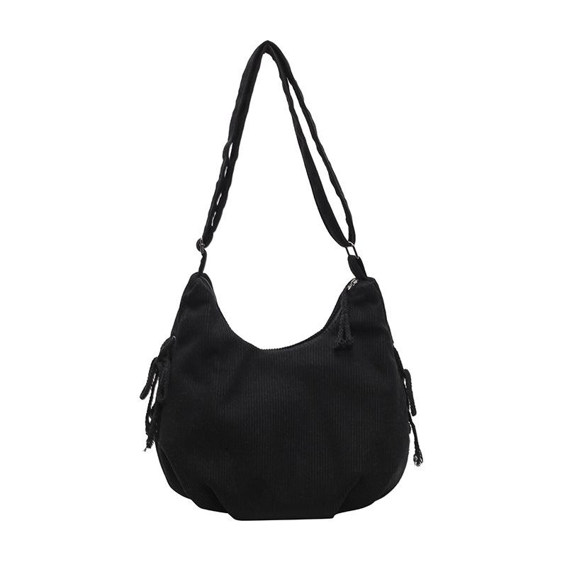Autumn and Winter New Corduroy Shoulder Dumpling Bag Fashionable Work Commute Retro Literary Mori Drawstring Crossbody Women's Bag