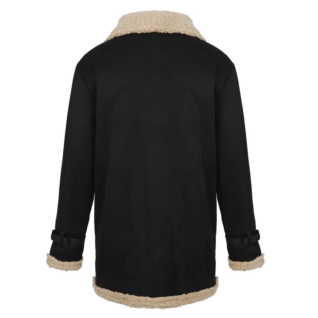 Men's Thickened Long Sleeves Coat Faux Leather Fleece Jacket Outerwear