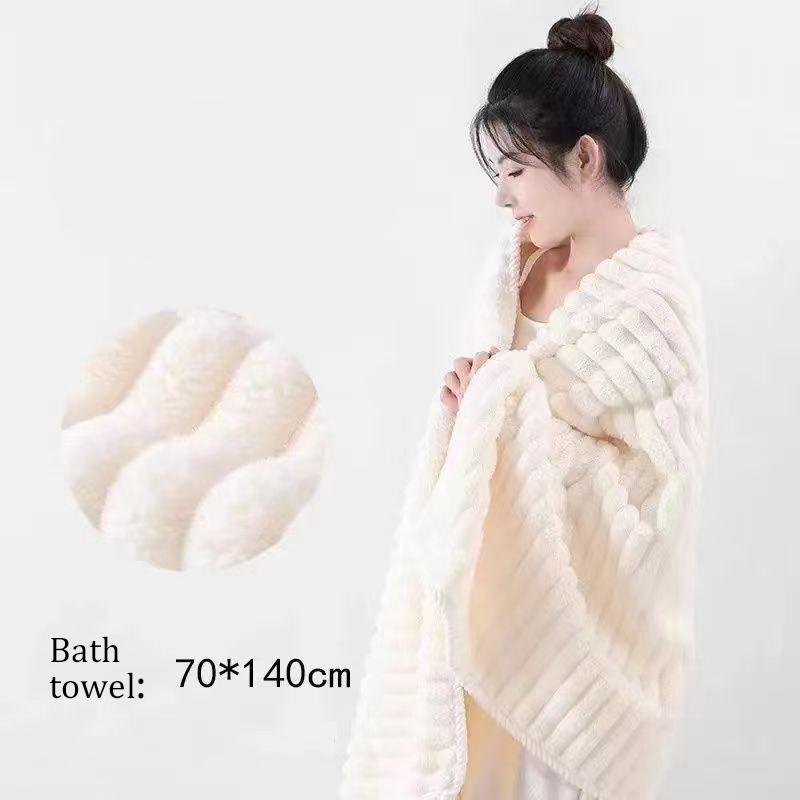 High Quality Jelly Velvet Absorbent Coral Velvet Bath Towel, Household Thickened Non Shedding Plush Set Bathrobe