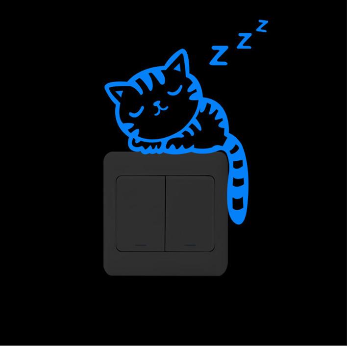 1PC Children's Switch Stickers Luminous Light Stickers Kid Room Decor Fairy Stars Cats PVC Stickers