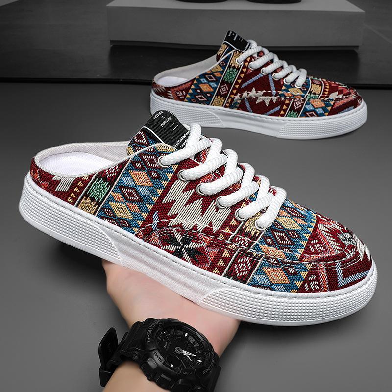 Men's shoes Baotou drag without heel one pedal half drag mesh breathable lazy casual espadrilles