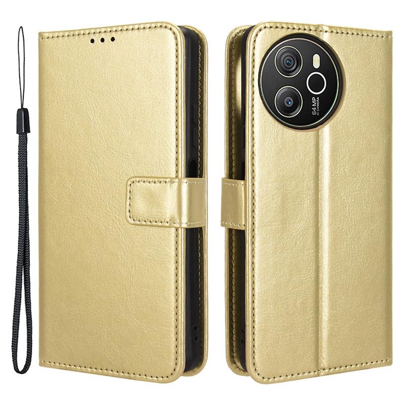 

Для Blackview Shark 8/Oscal Tiger 12 Чохол-гаманець Шкіряний чохол для телефону з текстурою Crazy Horse Gold