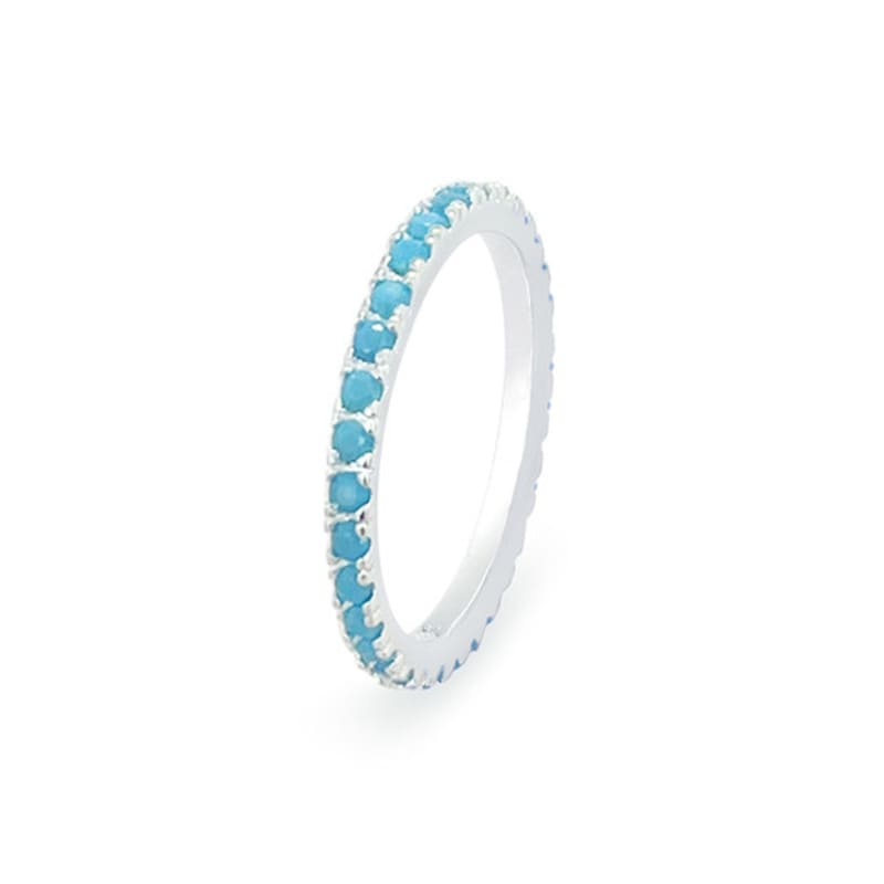 

RAINDROP JEWELRY Raindrop Turquoise 2MM Brilliant Eternity Ring [S925] 15
