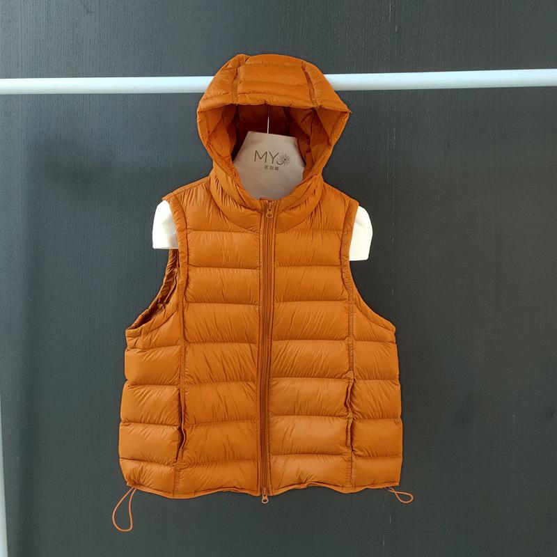 Autumn and winter duck down ribs down vest women's short hooded vest jacket