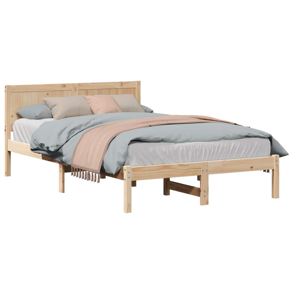 Brown Bed Frame 120 X 200 Cm Solid Pine Wood