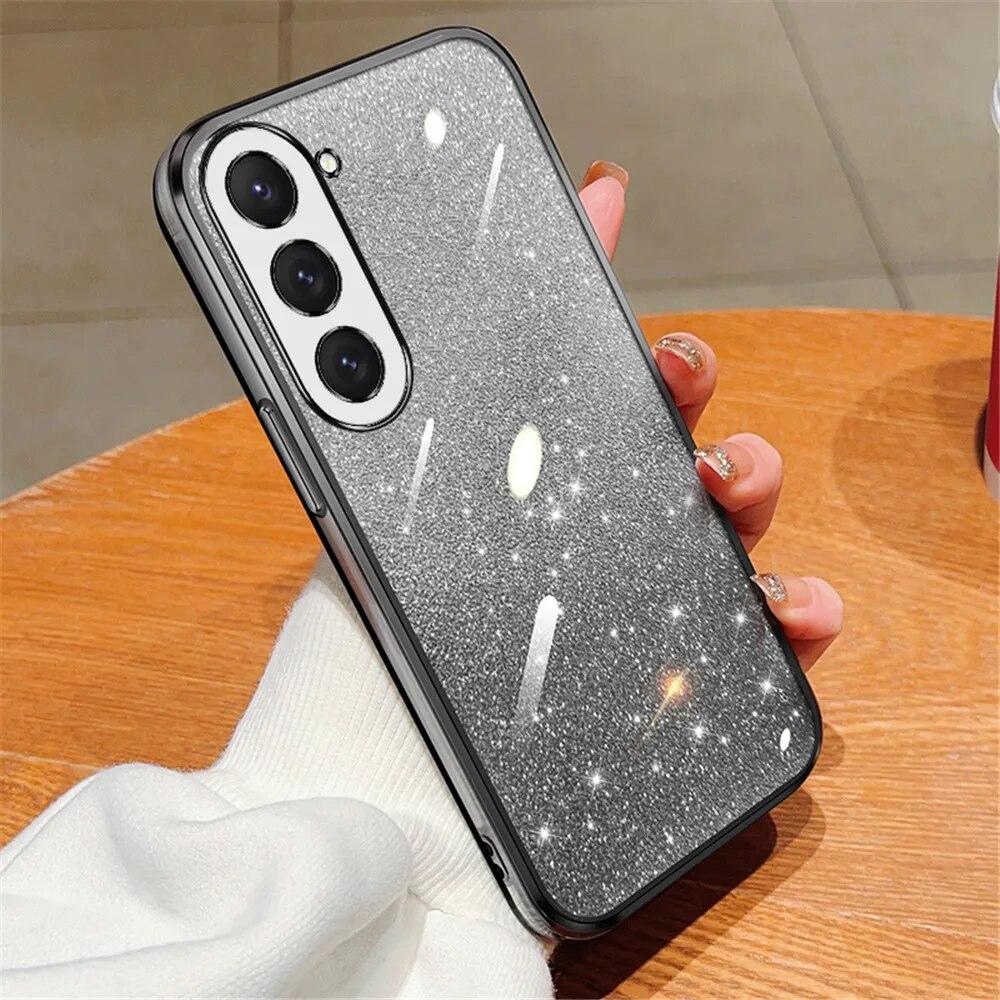 Gradient Glitter Plating Clear Phone Case for Samsung Galaxy S23 FE S24 Ultra S22 S23 S21 S20 S10 Plus Note 20 Ultra Soft Cover