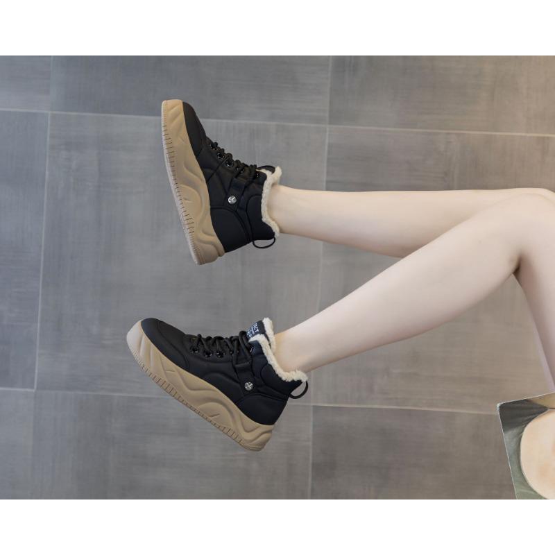 

1314 leather white shoes bread shoes thickened lamb wool autumn and winter trend versatile models 39