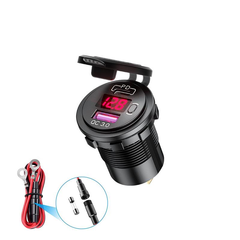 USB Charger Socket Waterproof Fast Charge Adapter PD Type C and QC3.0 Power Outlet with Switch for Car Marine Motorcycle