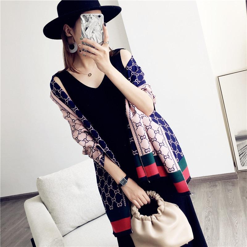 Hot-selling letter imitation cashmere scarf for women, thickened warm double-sided shawl in autumn and winter, versatile scarf
