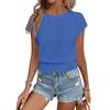 Ladies' Fashionable Round-neck Solid-color Short-sleeved Shirt With Cutout For Summer