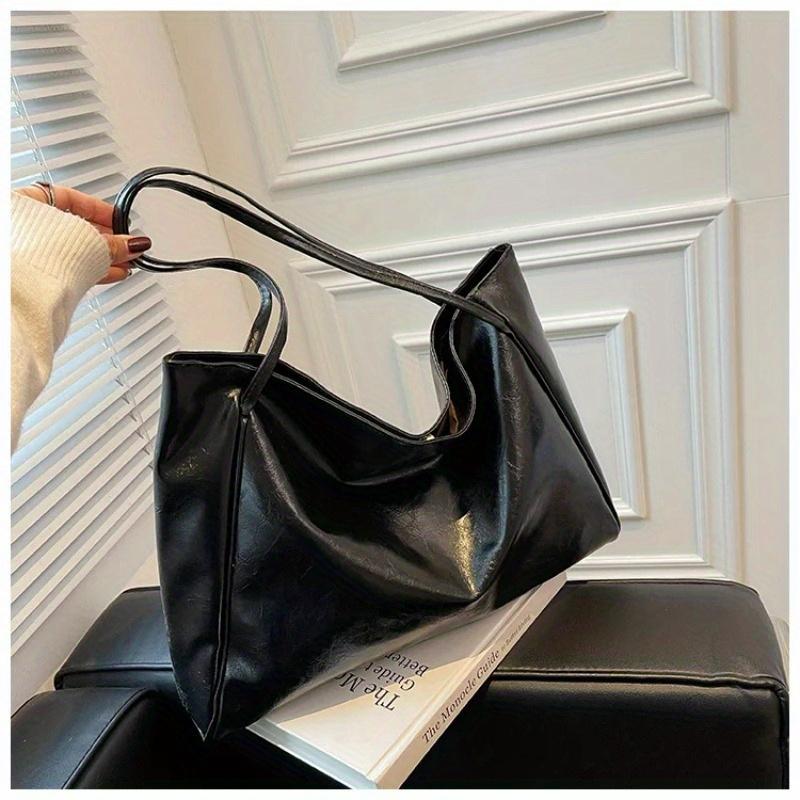 Soft PU Leather Quality Underarm Bag Vintage Wine Red Ladies Shoulder Bag Commuter Large Handbag 1pcs Women's Versatile Tote Bag