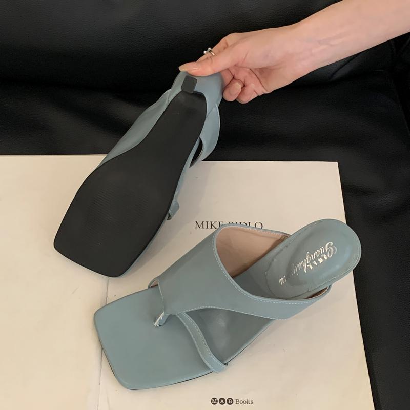 Fashion SUOJIALUN Summer New Brand Women Slipper Fashion Slip On Open Toe Slip On Flip Flop Shoes Thin High Heel Outdoor Pumps Sandal