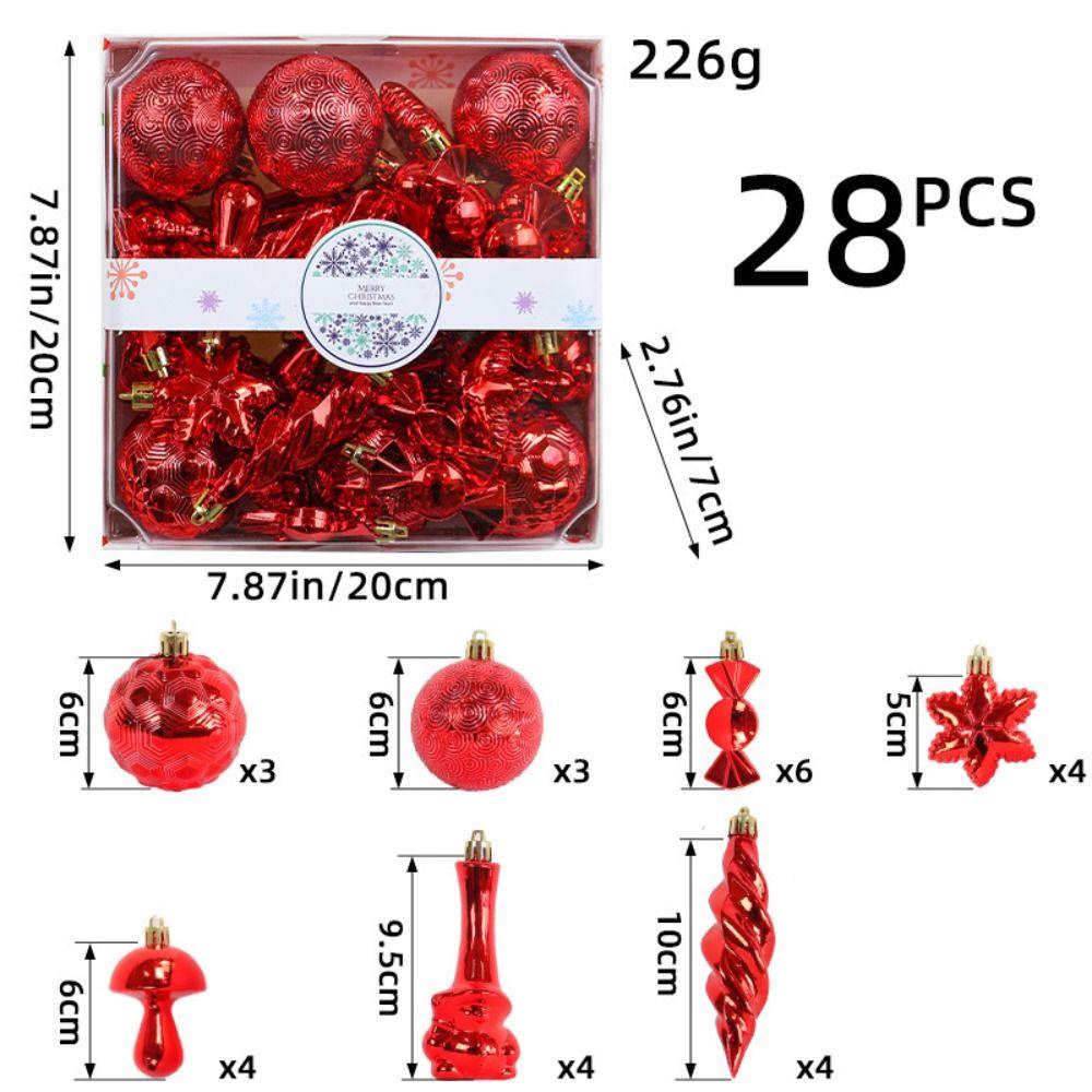 28 Pcs Plastic Christmas Hanging Ball Colorful Merry Christmas Tree Decor Children Gifts