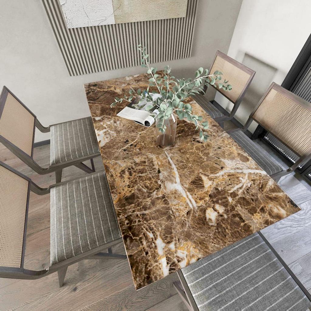 JSEVEM 16"×394" Thick Brown White Marble Wallpaper Peel and Stick Waterproof Brown Marble Contact Paper Vinyl DIY Faux Granite Furniture Tile