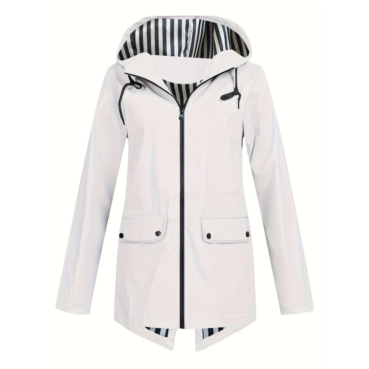 Women s Lightweight Thin Zip-up Hooded Windbreaker Outdoor Windproof Jacket S