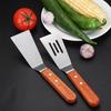 Stainless Steel Scrapers Non-stick Kitchen Grill Scraper Durable Wooden Handle BBQ Spatula Hamburger Patties Pizza Baking Tools