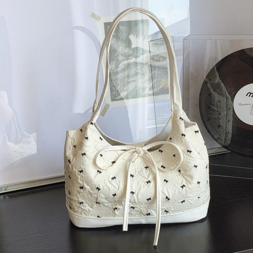 Simple Style Sweet Shoulder Bag Portable Contrast Handbags Gift Bowknot Underarm Bag  Daily Use