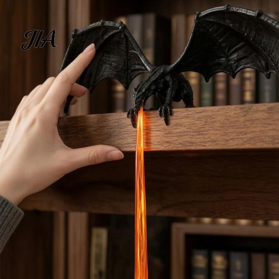 Dragon Bookshelf Decor Fire-breathing Figurine, Durable PLA Flying Book Stopper, 3D Printed Statue Print Fantasy Ornament for Home Office Library Cool