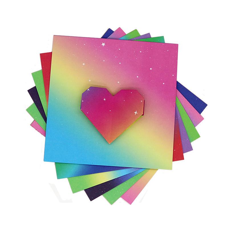 Rainbow Gradient Origami Paper: Double-Sided Starry Sky for Kids' Crafts, Paper Cranes, Love Hearts, and Handicrafts