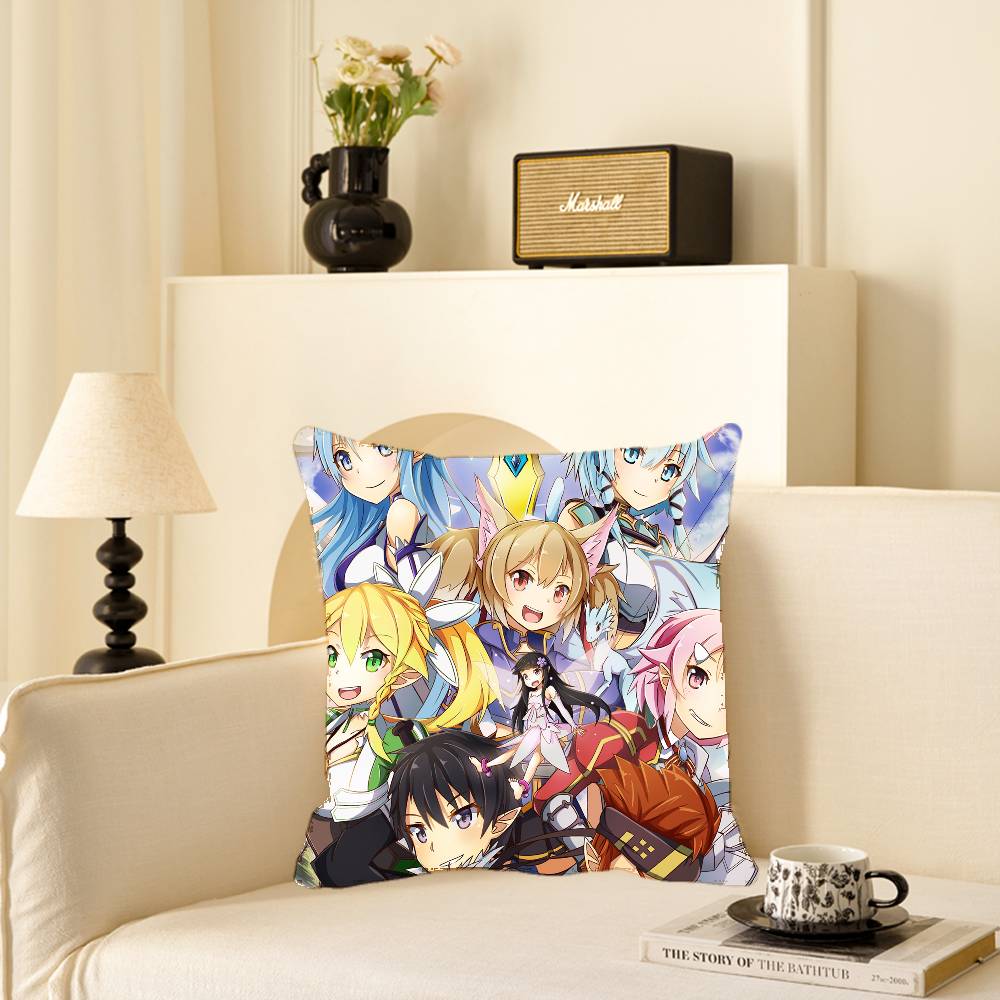 Sword Art Online Anime Pillow Case Square Pillow Bedroom Sofa Leisure Comfort Cushion Car Home Decoration