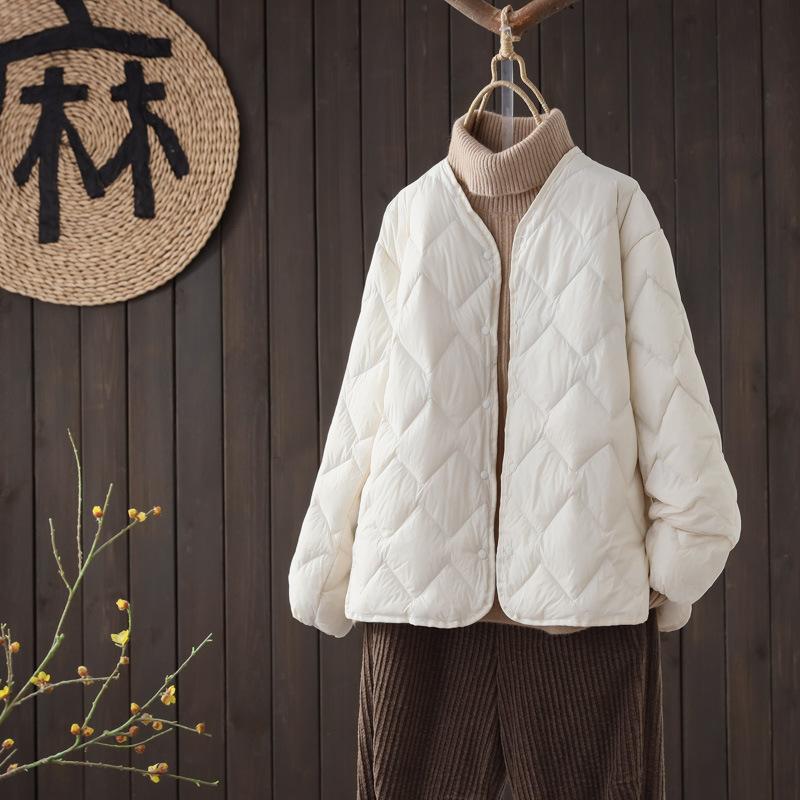 MODE 2024 neue winter licht modische weiße ente unten raute lose kurze unten frauen warme trendy Kleidung